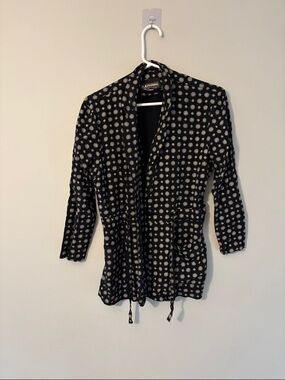 S.L. Fashions Black Blazer with Cream Polka Dots